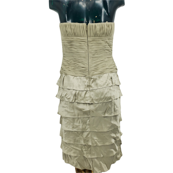 ADRIANNA PAPPEL Satin Champagne Formal Shutter Pleaded Midi Jacket Dress 10 1333 - Picture 4 of 12